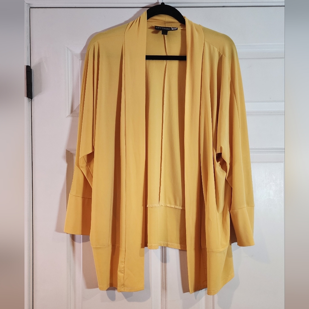 Antthony Yellow Open Front Cardigan Sweater